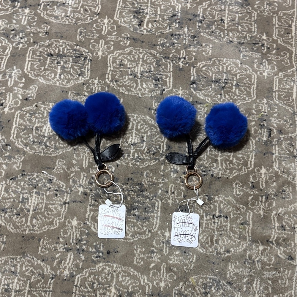 Free People Royal Blue Pom Pom Keychain Pair